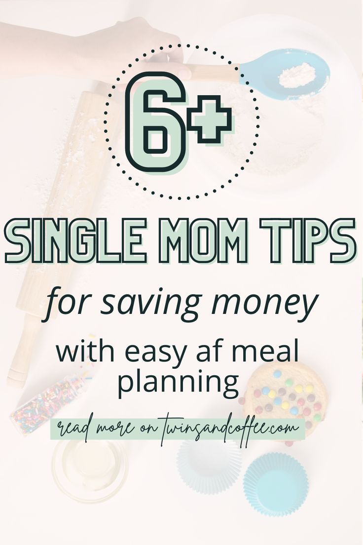 a woman's hand holding a doughnut with the text 6 single mom tips for saving money with easy meal planning