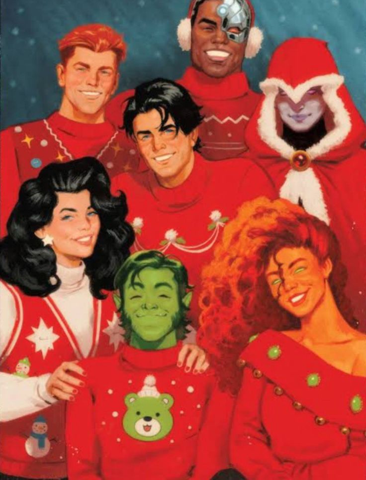 a group of people wearing ugly christmas sweaters