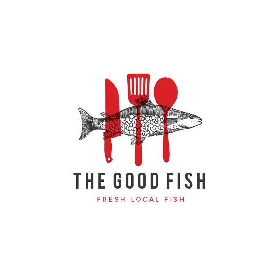 the good fish logo with fork, knife and fish on it's back side