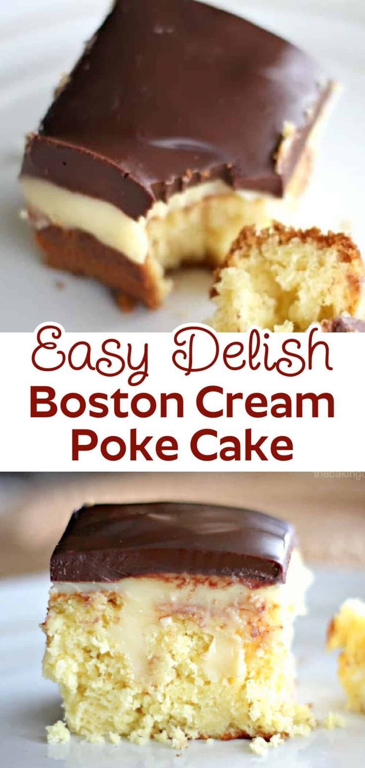 an easy and delicious boston cream poke cake recipe that is perfect for desserting or just as good as it looks