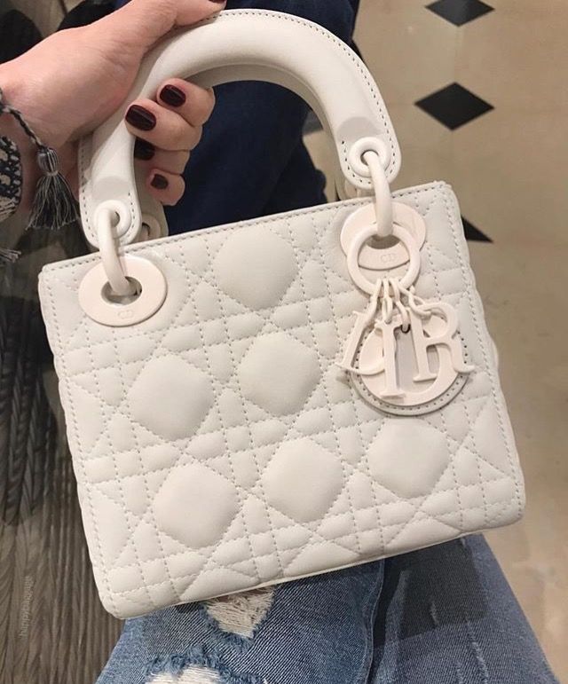 Dior Lady Dior Ultra Matt bag white Dior Ultra Matte Bag, Dior Lady Bags, Christian Dior White Bag, White Luxury Bags, Lady Dior Small Bag, Lady Dior Matte, White Luxury Bag, White Dior Bag, Lady Dior Bag White