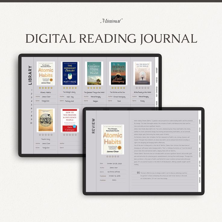 the digital reading journal is open and ready to be read