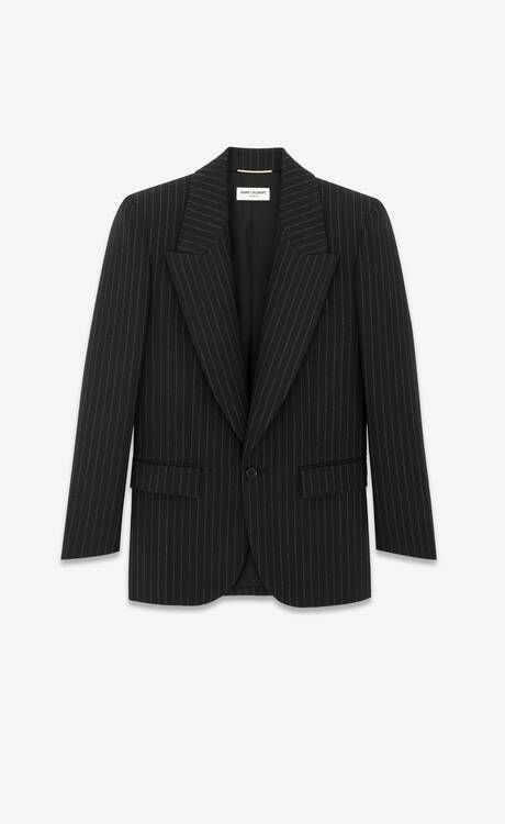 Women's Jackets | Blazers,Vests & Tuxedos | Saint Laurent | YSL Ysl Blazer, Black And White Jacket, Blazer Women, Trousers For Women, Cashmere Jacket, Wool Flannel, Flannel Jacket, Tuxedo Jacket, Rive Gauche