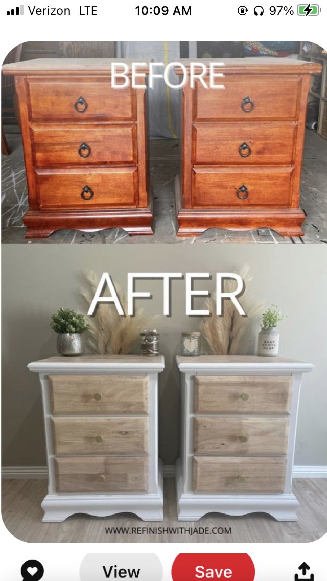 before and after photos of an old dresser