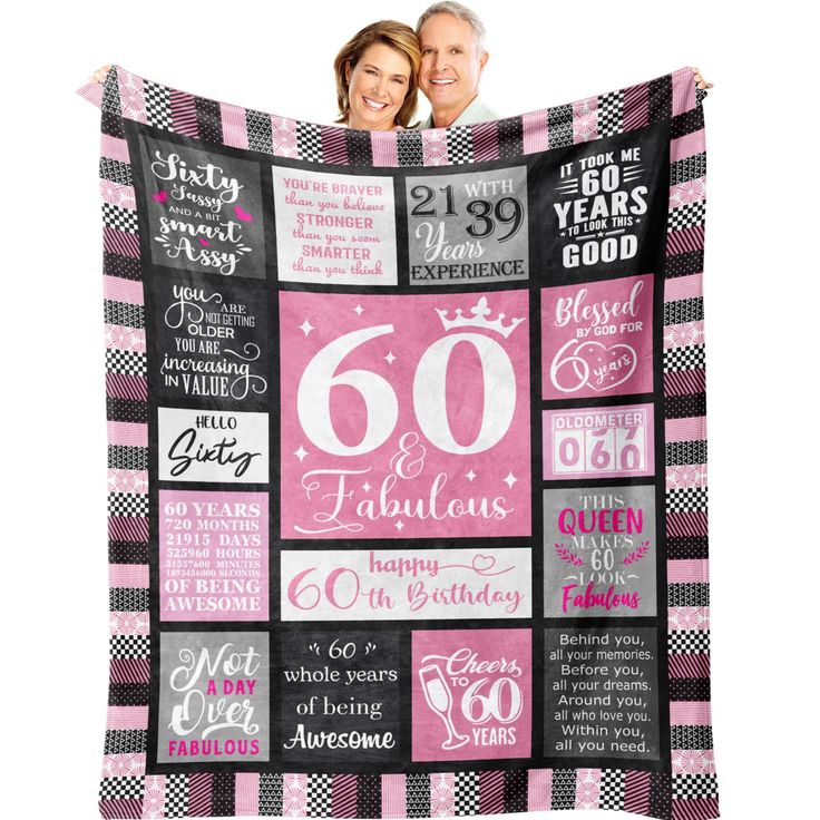 PRICES MAY VARY. 【60TH BIRTHDAY GIFT 】Happy 60th Birthday! 60th Birthday Gifts for Women. 60th Birthday is a Major Milestone on the Road and One That is Definitely Worth Celebrating. Designed for the 60th Birthday, This Flannel Blanket is a Super Soft Material Perfect for Expressing Love and Warmth. This Birthday Blanket Can Be At Birthday Parties to Express Wishes and Love Given to Relatives and Friends, Such As Mother, Dad, Wife, Husband, Aunt, Uncle, Brother, Sister-in-law, Grandparents, Sist Birthday Gift Ideas, Birthday Gifts For Women, Girl Gifts, Birthday Decorations, Year Old, Gifts For Women, Throw Blanket, Birthday Gift, Birthday Gifts