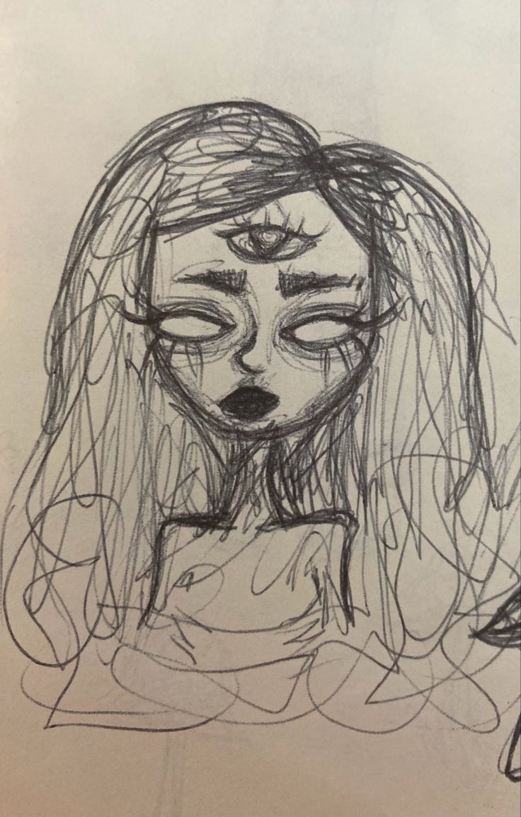 a drawing of a girl with her eyes closed