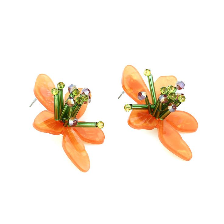 UNIQUE DESIGN - Looking for party earrings? These dramatic eye-catching super sized floral pair is sure to stand out. Its vibrant tropical colors give you the hula girl vibe while the articulated petals sway side to side with every movement, creating a dramatic look. Product Information:Material: acrylic; crystalTreatment:platingPattern: plant flowerApplicable gender: femaleCircumference: 21cm-50cm (inclusive) Application:It combines Bohemia, beach, indie, Y2K, aesthetic, summer theme, etc which Floral Costume, Statement Earrings Wedding, Wedding Earring, Acrylic Flower, Bar Party, Orange Earrings, Romantic Jewellery, Earring For Women, Earrings Bohemian