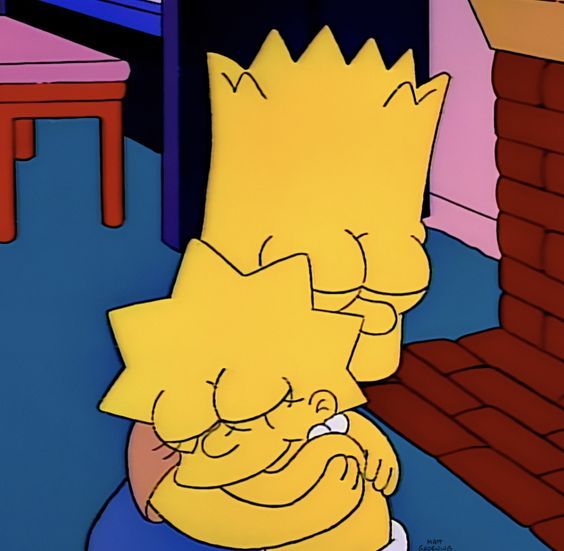 the simpsons character is hugging his stomach