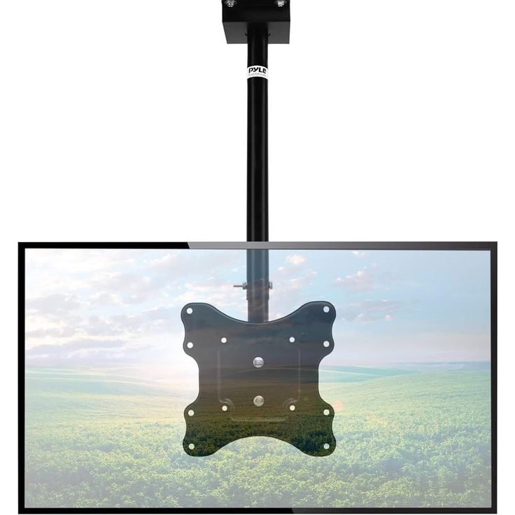 a flat screen tv mounted to the side of a pole