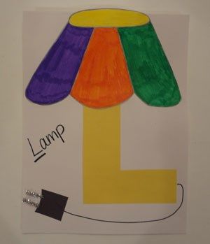 a drawing of a lamp with the letter l on it