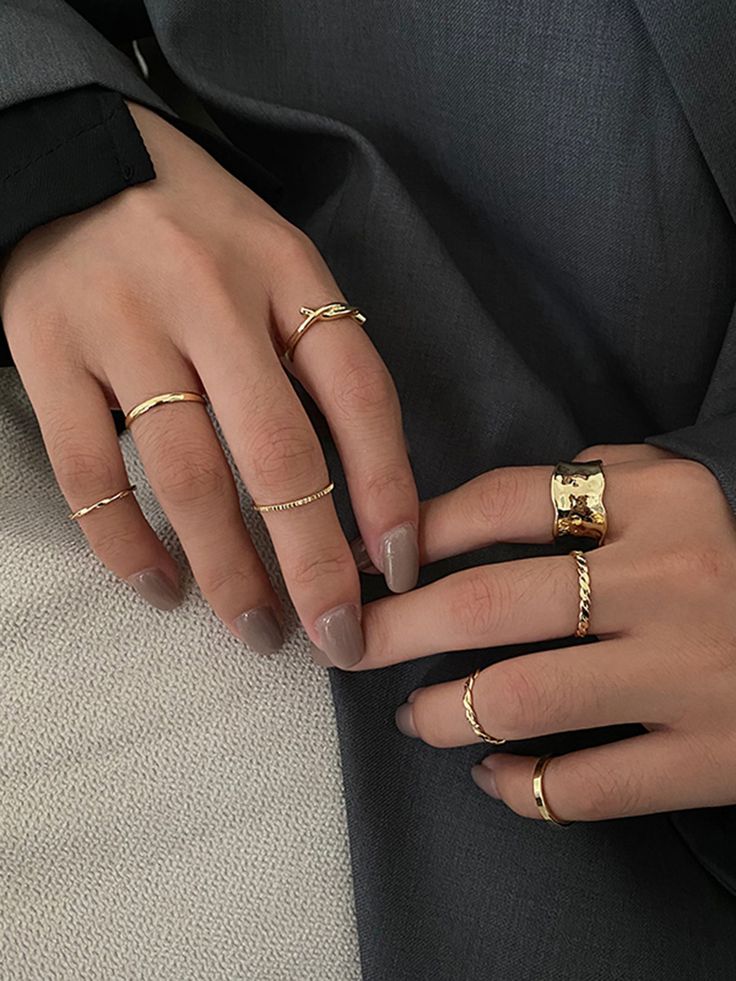 Rings Set For Women, Rock Rings, Girl Punk, Stackable Ring Sets, Female Jewelry, Chain Rings, Wedding Bride Jewelry, Set Jewelry, Geometric Ring