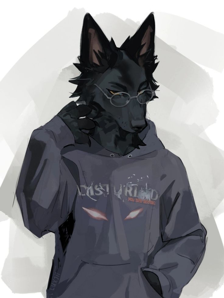 a drawing of a wolf wearing a hoodie