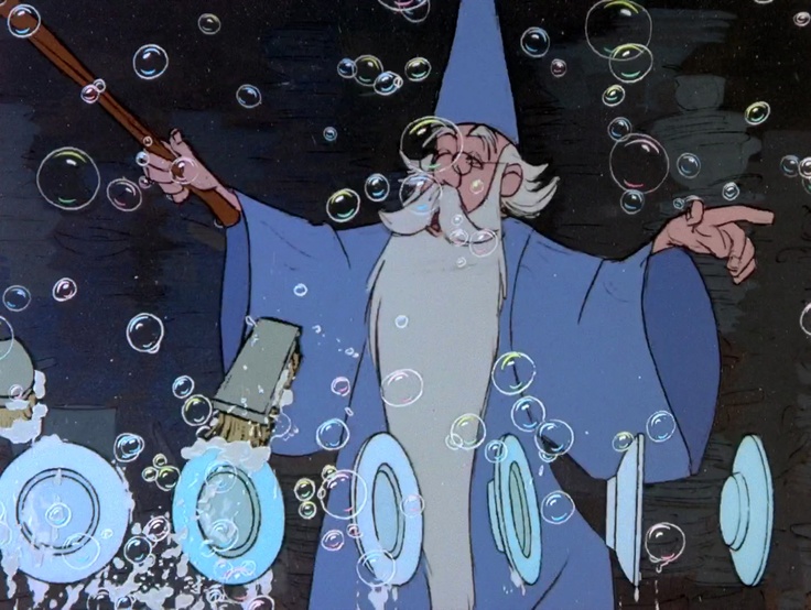 the wizard is surrounded by soap bubbles