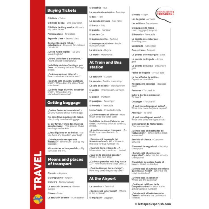 the travel checklist is shown in red and black