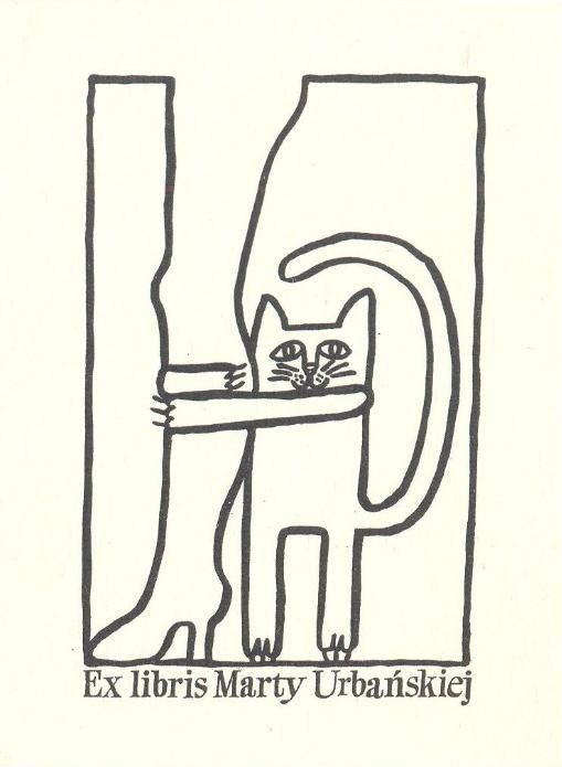 a black and white drawing of a cat sitting at a table with the caption ex floriss mary urafskie