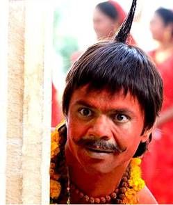 a man with a fake bird on his head