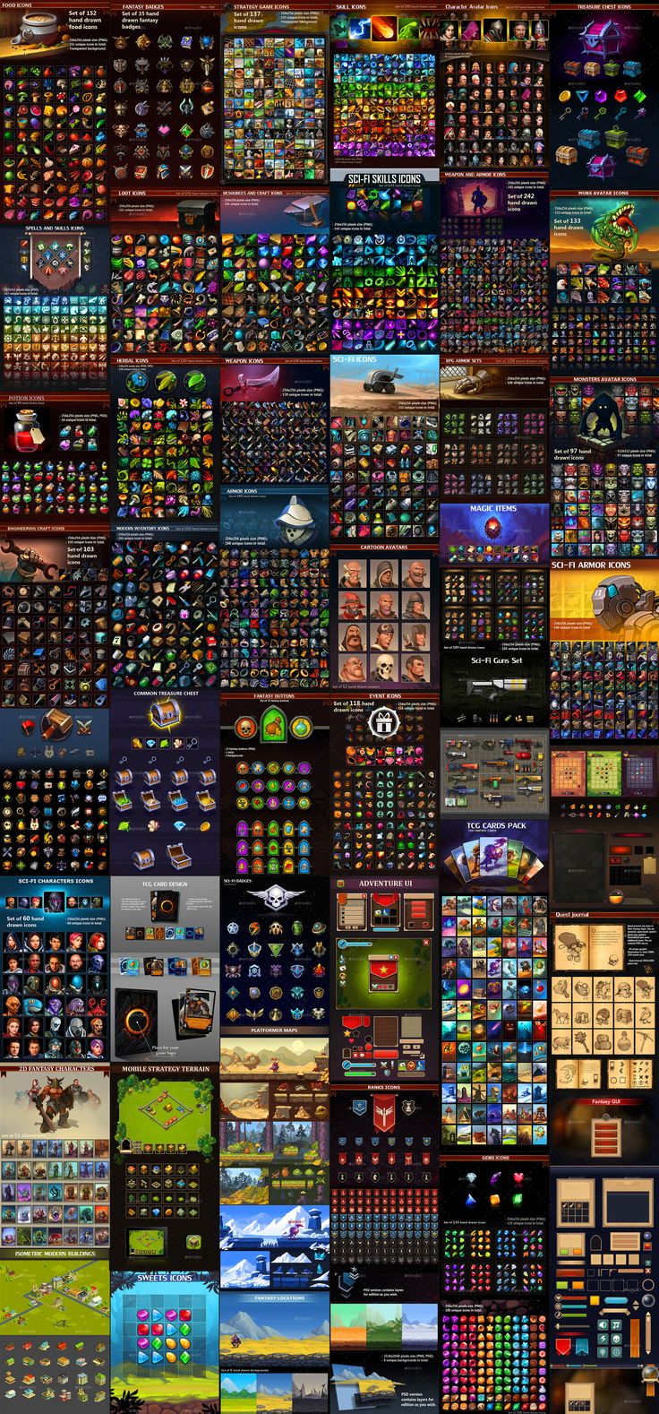 a collage of video games with different screens and numbers on them, all in various colors