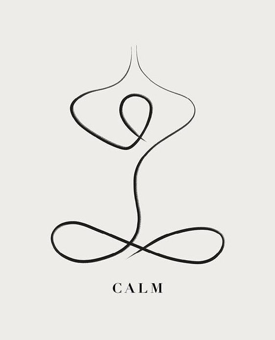 a woman's body with the word calm written in black ink on a white background