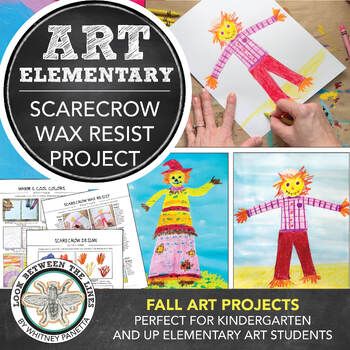 the art elementary scarecrow wax resist project is featured in this book, and it's also available for pre - k students