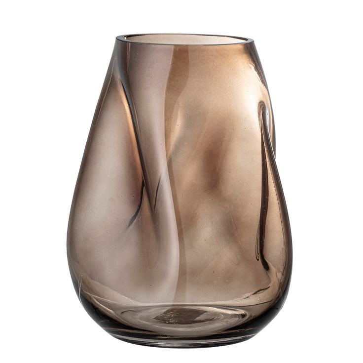 a glass vase is shown on a white background