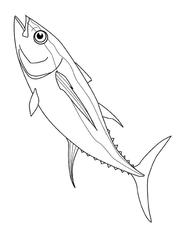 a cartoon fish with big eyes coloring page