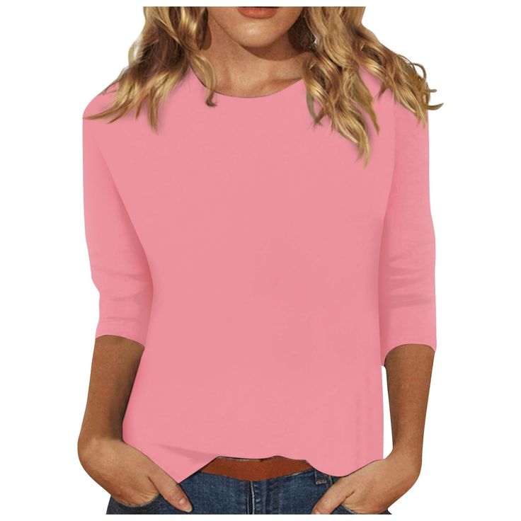 PRICES MAY VARY. 💓95% Polyester,5% Spandex. High-quality blend material.soft,stretchy,lightweight,breathable and not see-through. 💓Casual round neck, 3/4 Sleeve, Solid Color, loose fit, trendy and elegant. 💓This 3/4 Sleeve Tops and Blouses is suitable for any body shape.Wearing this tunic tops for women, you will feel that the fabric is soft breathable and skin friendly.You will get many compliments. 3/4 length sleeve womens tops womens tops women's tops 3/4 sleeve tops for women womens 3/4 s Tunic Tops For Leggings, Tops For Women Casual, Spring Blouses, Workout Tops For Women, Womens Tops Dressy, Half Sleeve Shirts, Dressy Blouse, Womens Tops Summer, Color Shirt