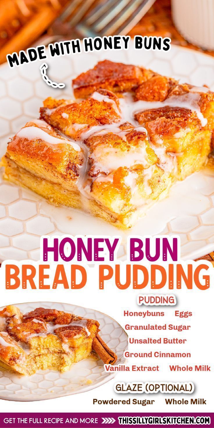 honey bun bread pudding Bread Pudding Recipe Easy, Recipe Using Honey, Bun Bread, Honey Bun Cake, Old Fashioned Bread Pudding, Snack Cakes, Easy Brunch Recipes, Honey Bun, Brunch Recipe