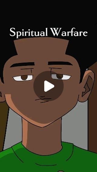 an animated image of a young man with the words virtual warfare on his forehead