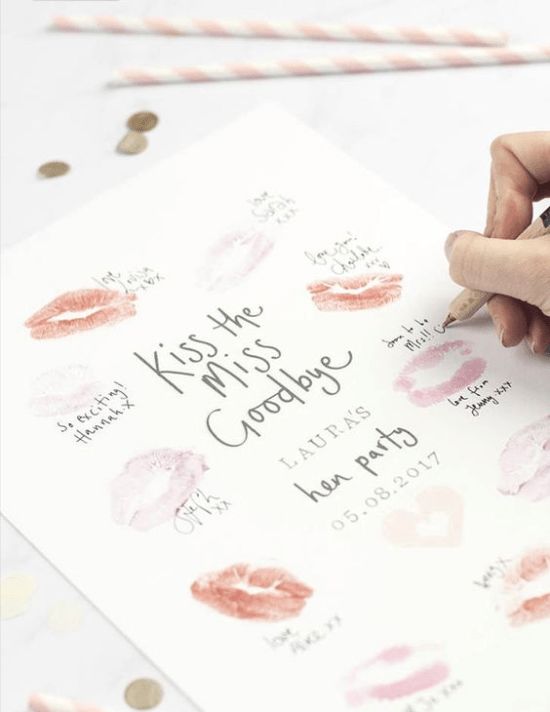 a person writing on a piece of paper with lipstick drawn on it and coins scattered around