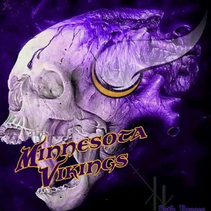 an image of a purple and white skull with the words minnesota vikings on it