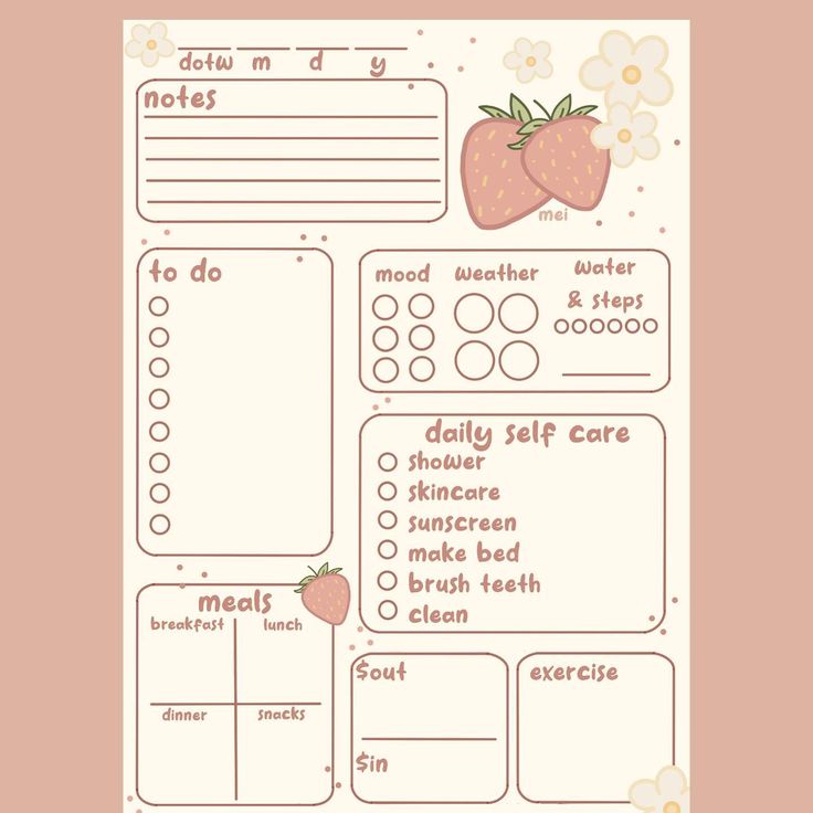 a printable worksheet with strawberries and flowers on the page, which includes information