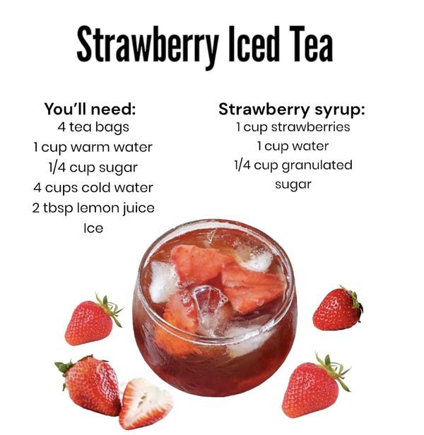 strawberry iced tea recipe with instructions on how to make it