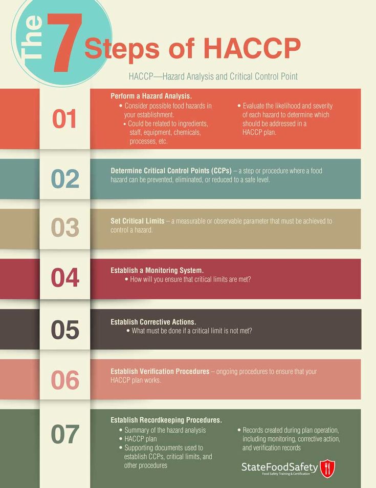 the 7 steps to haccp info sheet with text on top and below it