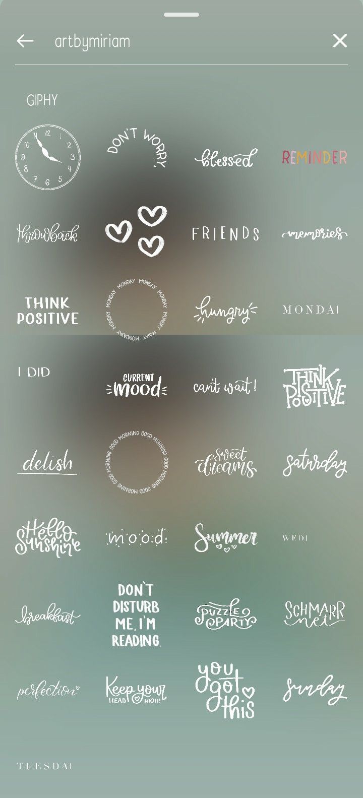 an iphone screen with different types of lettering on it