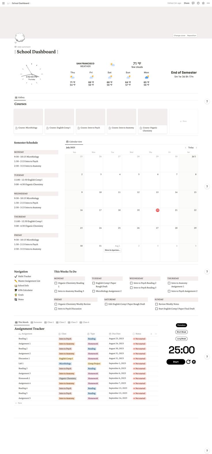 Minimal Neutral Aesthetic Academic Notion Dashboard Template | Sereen Design Co | Etsy dailyoffic... Notion Dashboard Name Ideas, Notion Academic Dashboard, Class Notion Template, Notion Academic Planner, Notion Academic Ideas, How To Use Notion On Phone, Notion App Template Student, Minimal Notion Dashboard, Notion School Aesthetic