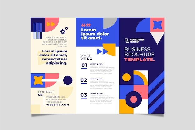 an abstract brochure design with colorful shapes and lines on the front, back and sides