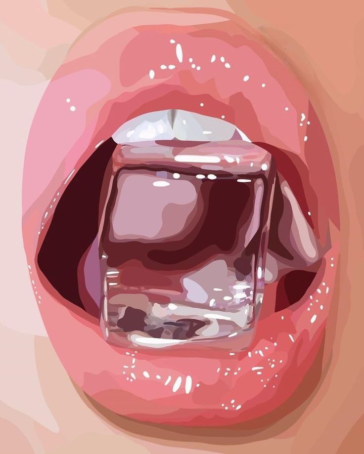 an image of a woman's lips with ice cubes in the lip area