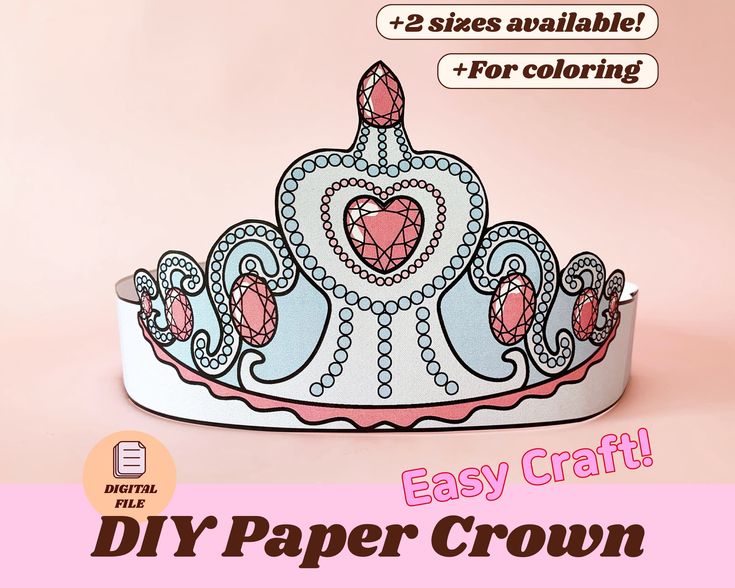 a paper crown is shown with the text easy craft diy paper crown on it