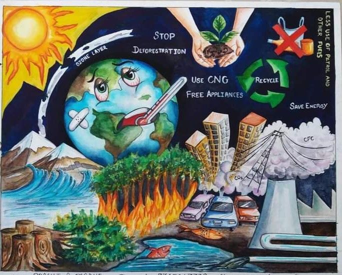 an image of the earth with many different things in it and some people around it