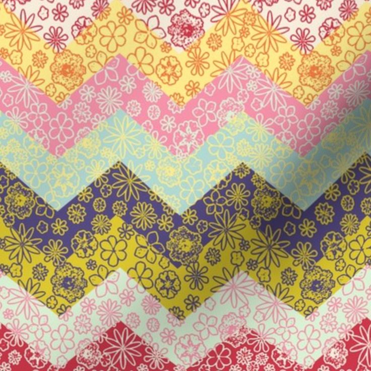 colorful chevroned fabric with flowers on it