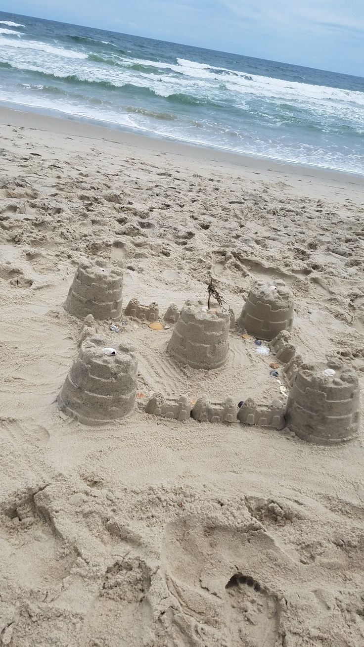 a sand castle made to look like it is on the beach