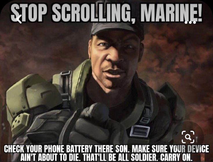 an image of a soldier saying stop scrolling marine