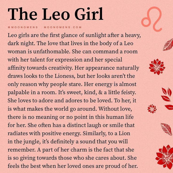 the leo girl poem is written in pink and red