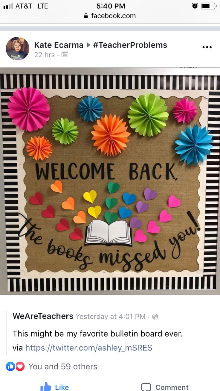 an image of a bulletin board with paper flowers and the words welcome back to the best mom you have ever written on it