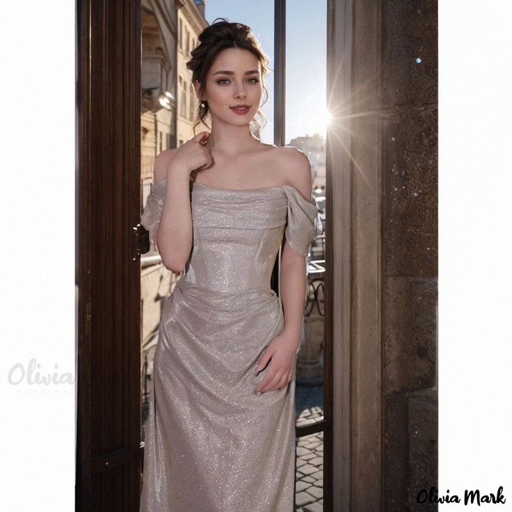 Olivia Mark - Shoulder Evening Dress, Elegant and Sparkling Bridal Host for Sophisticated Events Long Corset, Evening Formal Dresses, Bride Elegant, Shiny Dresses, Evening Dresses Elegant, Cheap Prom Dresses, Stretch Satin, Party Dress Long, Dress Elegant