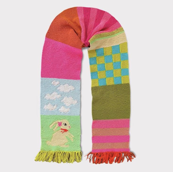 a colorful scarf with a dog on it