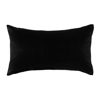 a black pillow on a white background with no one in the photo to describe it