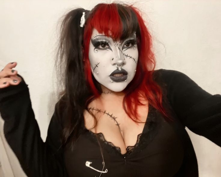 Goth Zombie Makeup, Mopey Goth Makeup, Stitch Makeup, Stitches Makeup, Makeup Effects, Alt Aesthetic, Zombie Makeup, Alternative Makeup, Digital Closet