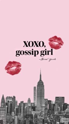 an advertisement for the xoxo gossip girl cosmetics brand with red lipstick on it