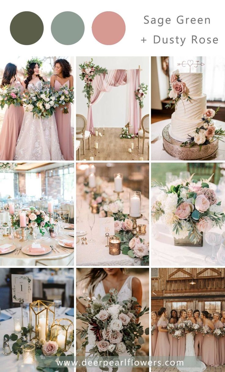 a collage of different pictures with flowers and greenery on them, including roses